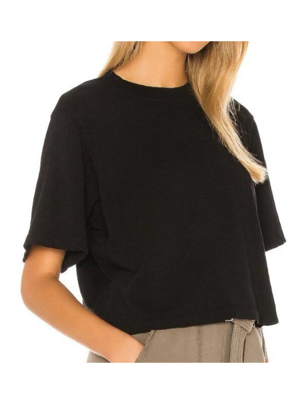 Cotton Citizen Tokyo Crop Tee  Crewneck USA Made Black T-Shirt Shirt L  23x22